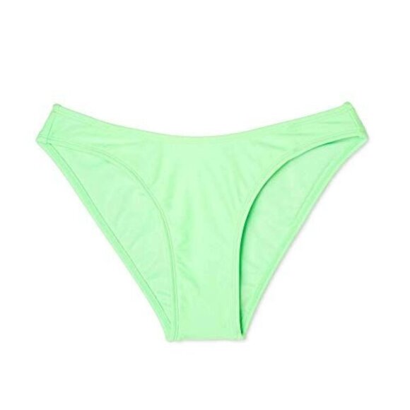 Xhilaration Juniors' High Leg Scoop Bikini Bottom Neon Lime Green Small - Picture 1 of 6